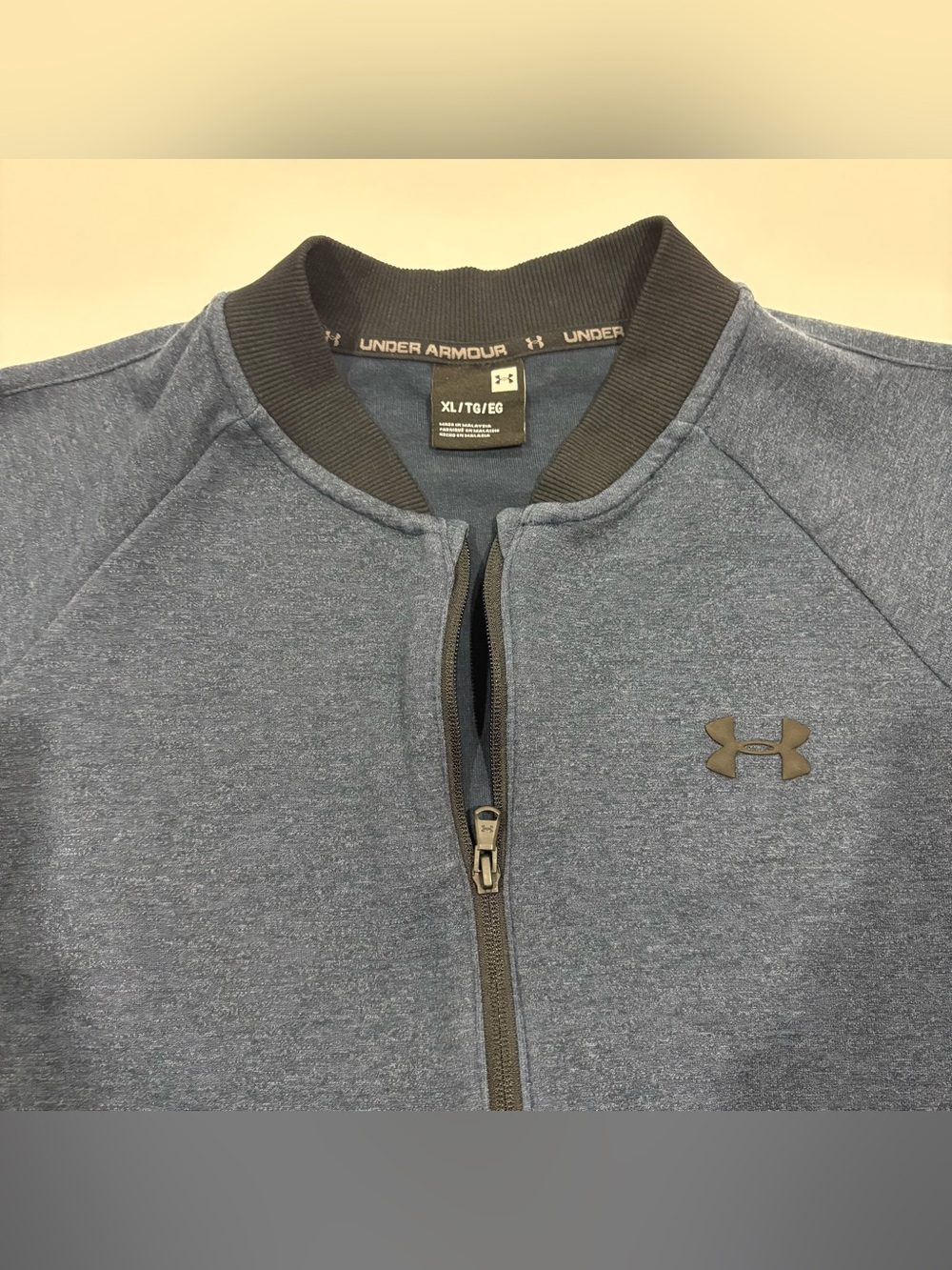 Under Armour Bomber Jacket XL Blue Full Zip Athletic Track Sweatshirt Men’s - Picture 2 of 9